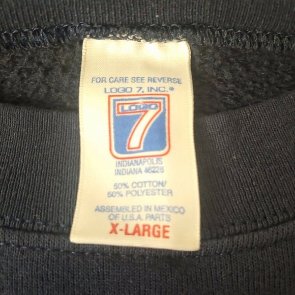 Vintage Cleveland Indians Baseball Logo 7 Men XL Sweatshirt Navy MLB Crew Retro - Picture 5 of 7